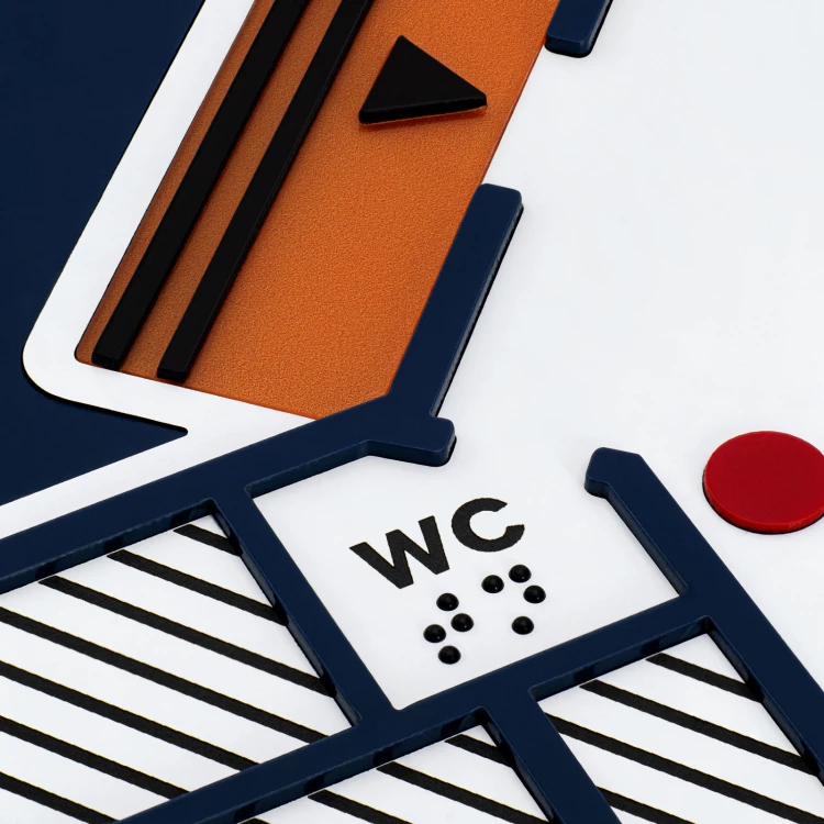 Plan tyflograficzny z pismem Braille'a - PVC twarde, tworzywo ADA, laminat i akryl - wym. 475x480 mm - TAB675