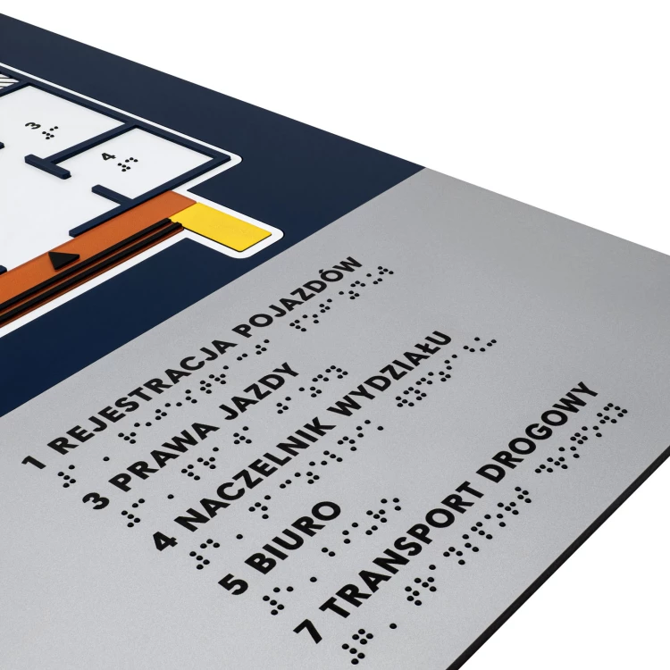 Plan tyflograficzny z pismem Braille'a - PVC twarde, tworzywo ADA, laminat i akryl - wym. 475x480 mm - TAB675