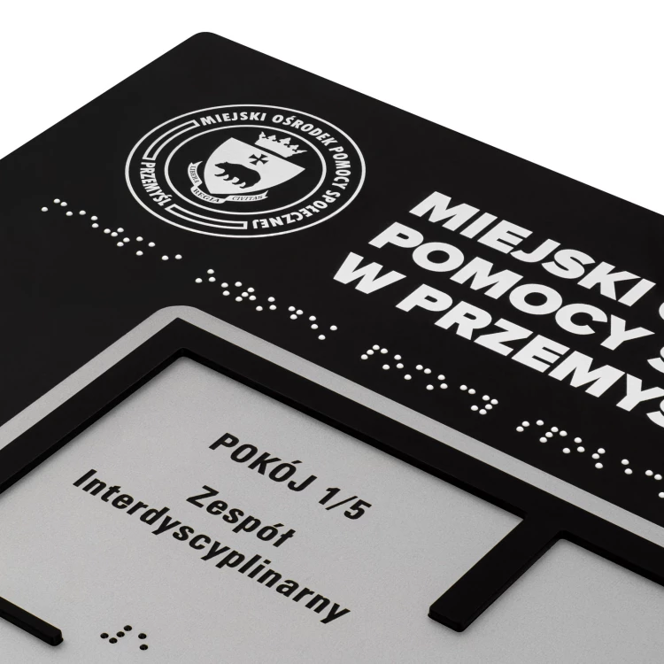 Plan tyflograficzny z pismem Braille'a i NFC - Twarde PVC, tworzywo ADA, 3D doming, laminat i akryl - wym. 900x440 mm - TAB678