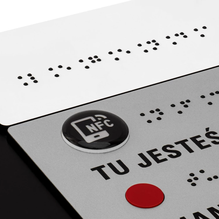 Plan tyflograficzny z pismem Braille'a i NFC - Twarde PVC, tworzywo ADA, 3D doming, laminat i akryl - wym. 900x440 mm - TAB678