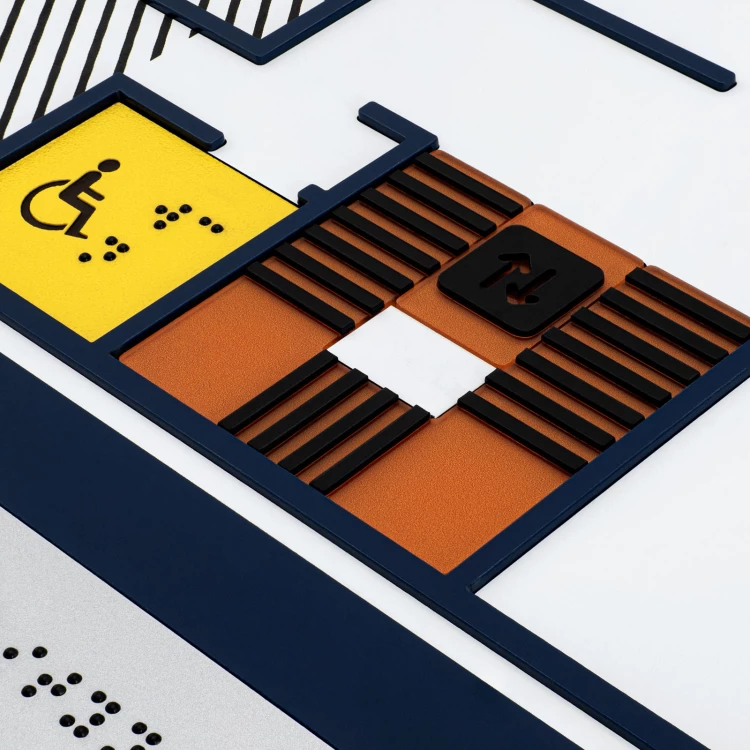 Plan tyflograficzny z pismem Braille'a - PVC twarde, tworzywo ADA, laminat i akryl - wym. 480x440 mm - TAB676