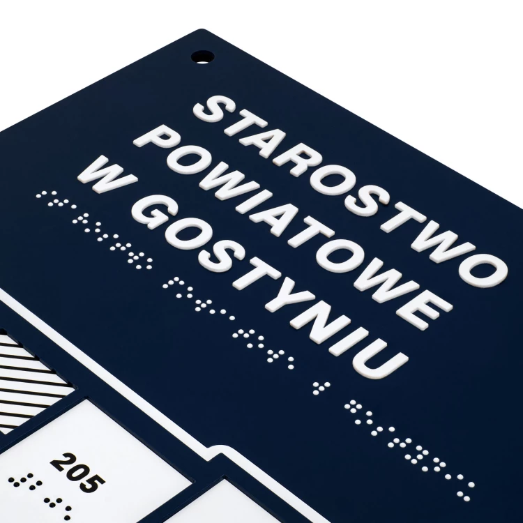 Plan tyflograficzny z pismem Braille'a - PVC twarde, tworzywo ADA, laminat i akryl - wym. 450x520 mm - TAB677