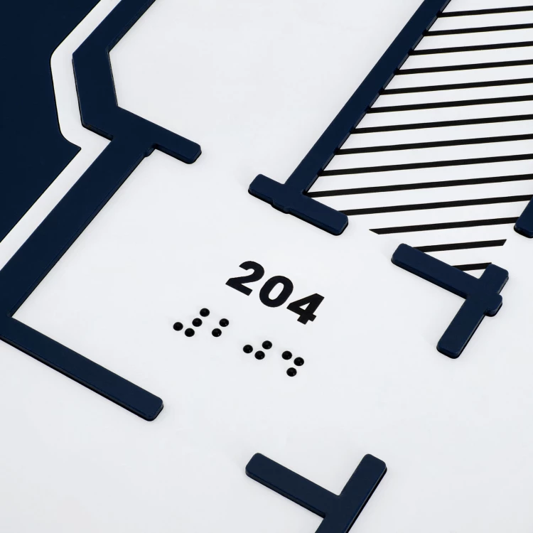 Plan tyflograficzny z pismem Braille'a - PVC twarde, tworzywo ADA, laminat i akryl - wym. 450x520 mm - TAB677