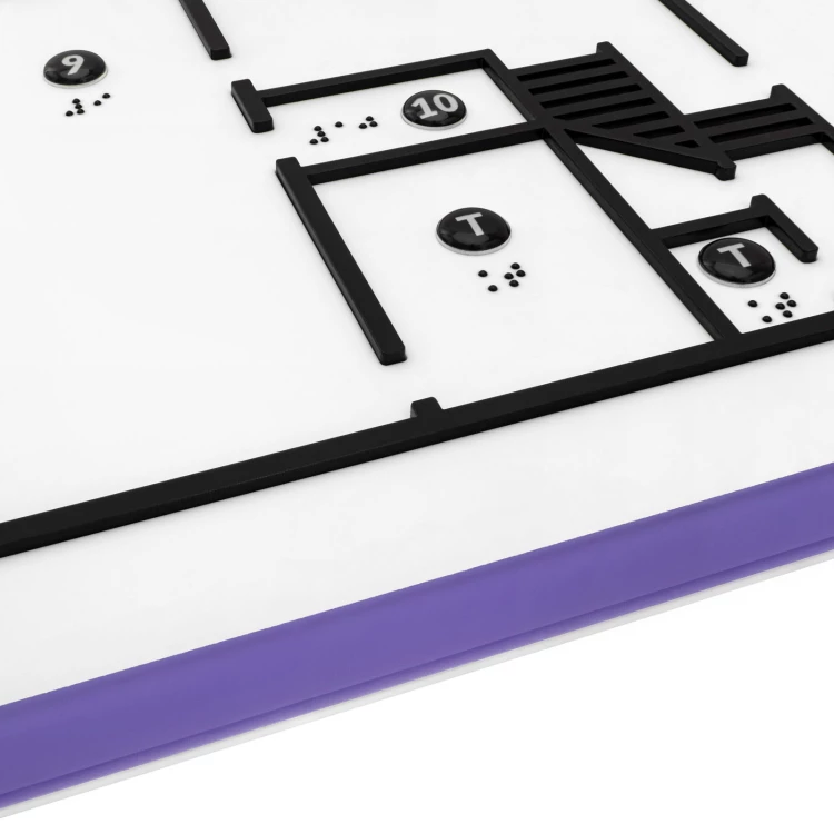 Plan tyflograficzny z pismem Braille'a - tworzywo ADA, 3D doming, laminat i akryl - wym. 690x450 mm - TAB680