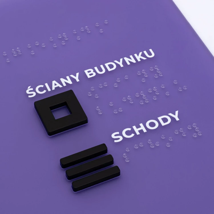 Plan tyflograficzny z pismem Braille'a - tworzywo ADA, 3D doming, laminat i akryl - wym. 690x450 mm - TAB680