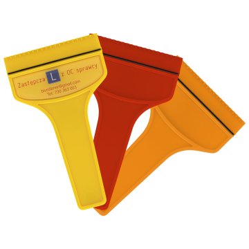 Skrobaczka do szyb z Twoim logo - wym. 100x175 mm - SDS004