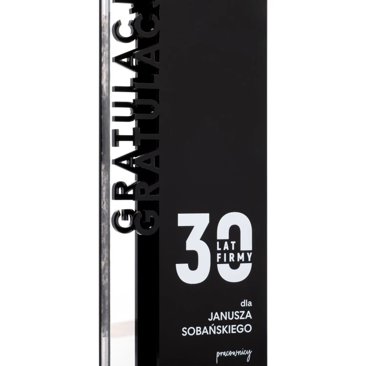 Statuetka akrylowa z logo na jubileusz firmy - wys. 23 cm - DTA118