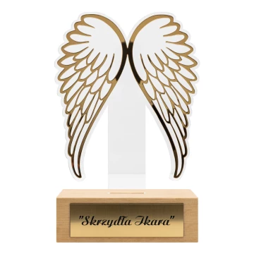 Nagroda Skrzydła - Statuetka akrylowa na drewnianym postumencie - wys. 225 mm - DTA151