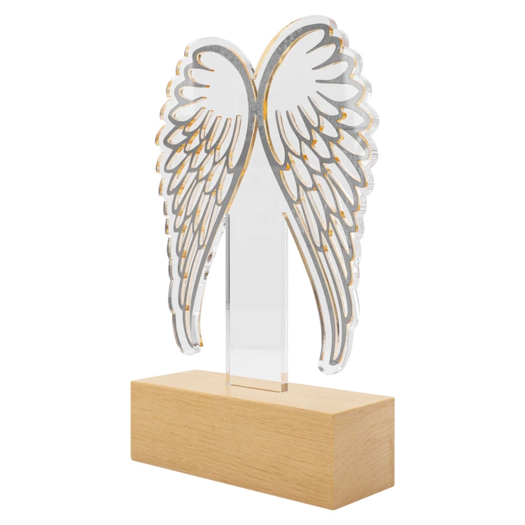 Nagroda Skrzydła - Statuetka akrylowa na drewnianym postumencie - wys. 225 mm - DTA151