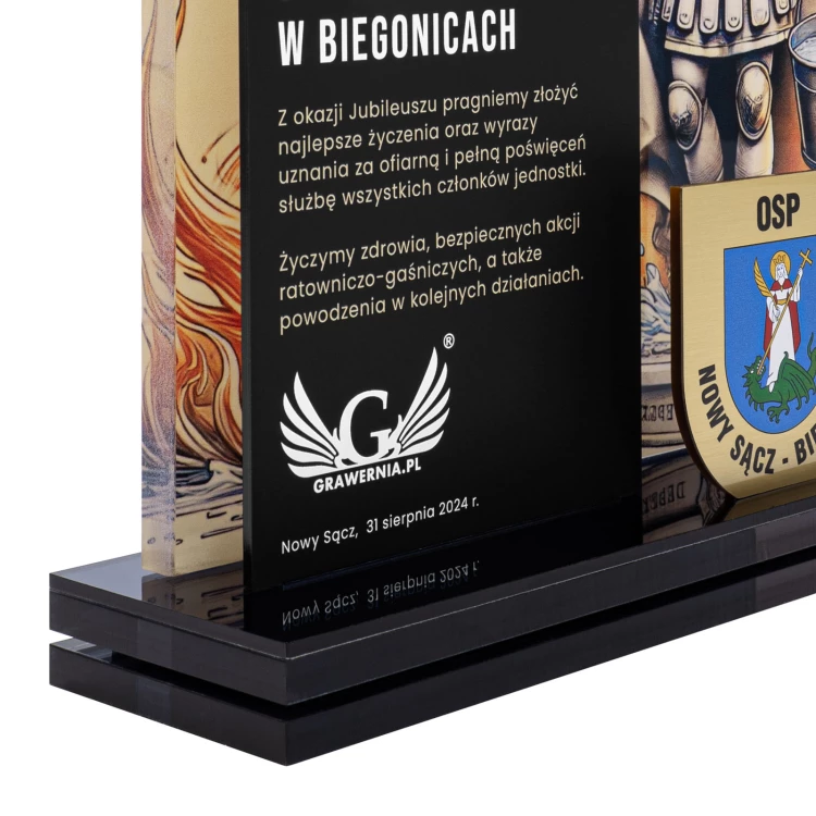 Nagroda dla OSP - Statuetka z akrylu i mosiądzu z nadrukiem UV  - wys. 274 mm - DTA152