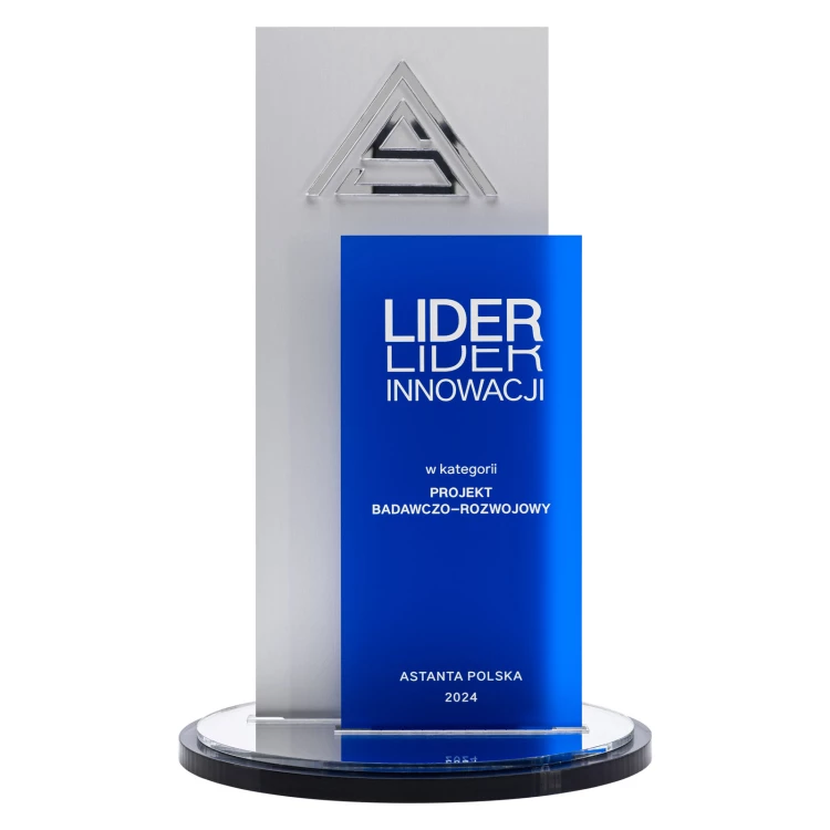 Statuetka LIDER - aluminium i akryl z nadrukiem UV - wypukłe logo - lider innowacji - wys. 24,8 cm - DTA161