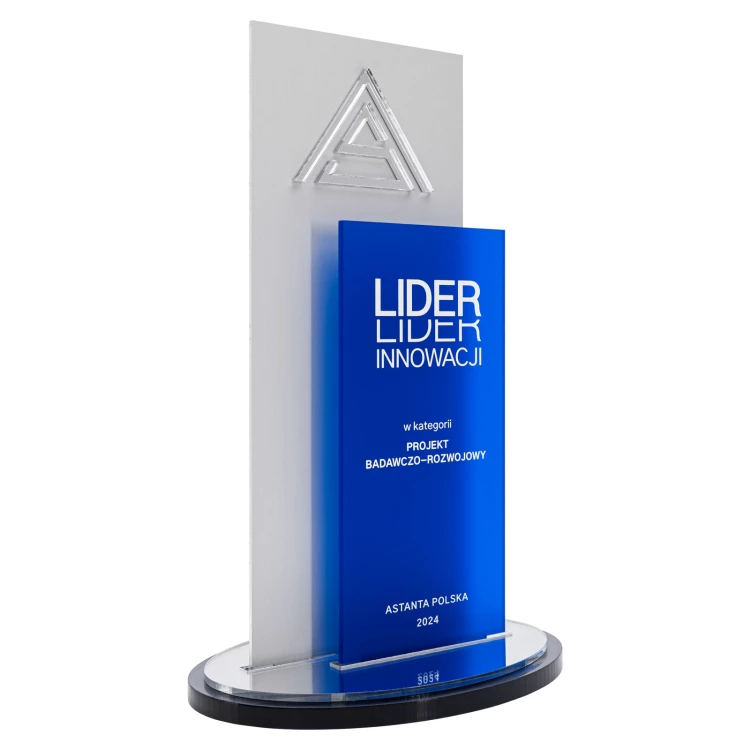 Statuetka LIDER - aluminium i akryl z nadrukiem UV - wypukłe logo - lider innowacji - wys. 24,8 cm - DTA161