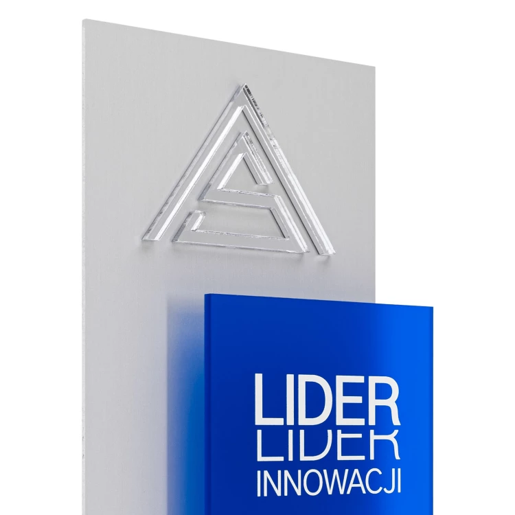 Statuetka LIDER - aluminium i akryl z nadrukiem UV - wypukłe logo - lider innowacji - wys. 24,8 cm - DTA161