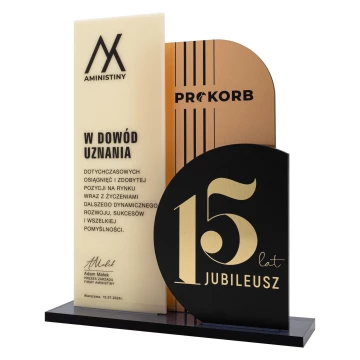 Statuetka biznesowa jubileuszowa - 15-lecie prezent dla firmy - wys. 26 cm - DTA165