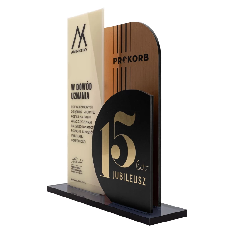 Statuetka biznesowa jubileuszowa - 15-lecie prezent dla firmy - wys. 26 cm - DTA165