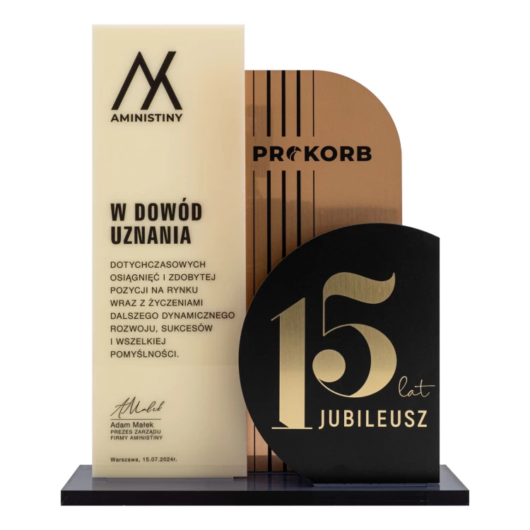 Statuetka biznesowa jubileuszowa - 15-lecie prezent dla firmy - wys. 26 cm - DTA165