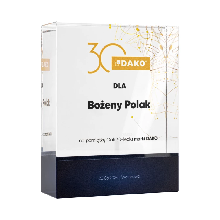 Statuetka szklana na jubileusz firmy - LUCY - wym. 140x110mm - TSZ121