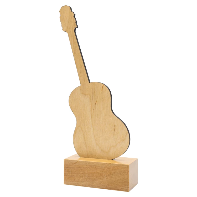 Nagroda muzyczna - statuetka drewniana dla muzyka w kształcie gitary - nadruk UV - wys. 27,5 cm - DTA153