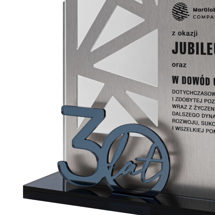 Statuetka jubileuszowa z logo firmy - prezent na 30-lecie - wys. 30 cm - DTA171