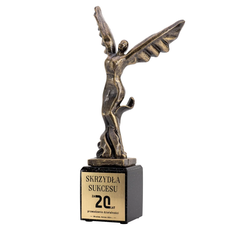 Statuetka Skrzydła sukcesu - odlewana Twoim z grawerem - wys. 30 cm - FOL070