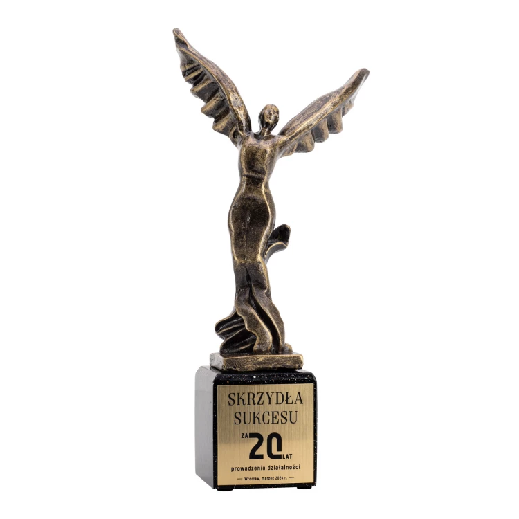 Statuetka Skrzydła sukcesu - odlewana Twoim z grawerem - wys. 30 cm - FOL070