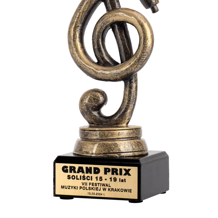 Statuetka muzyczna Solista - odlewana z Twoim grawerem - wys. 25 cm - FOL071