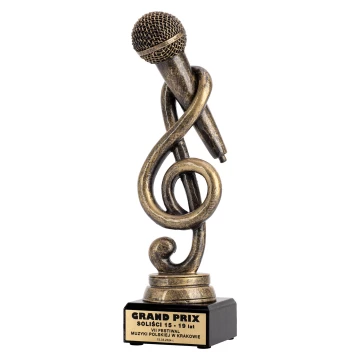 Statuetka muzyczna Solista - odlewana z Twoim grawerem - wys. 25 cm - FOL071
