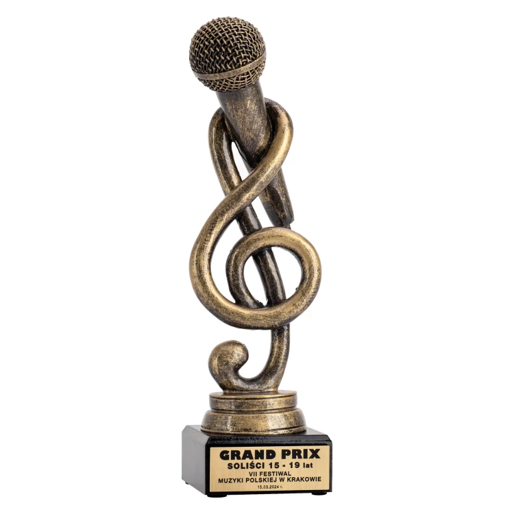 Statuetka muzyczna Solista - odlewana z Twoim grawerem - wys. 25 cm - FOL071