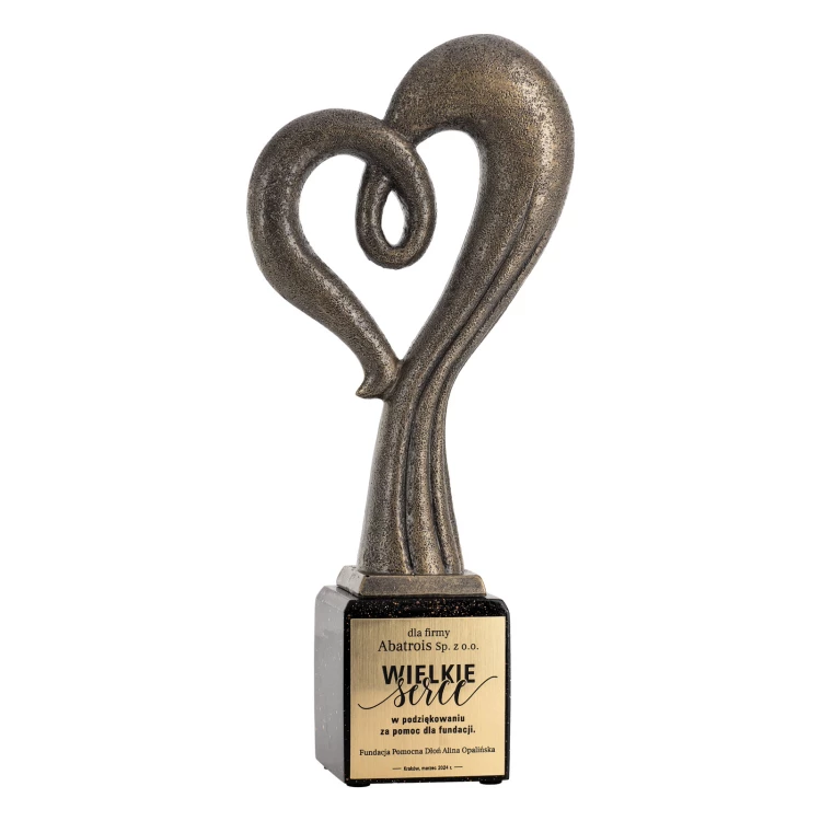 Statuetka Wielkie serce - odlewana z Twoim grawerem - wys. 30 cm - FOL069