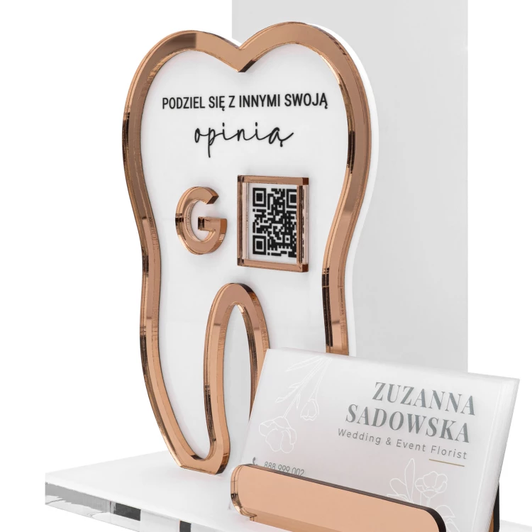Stojak media z kodem QR i miejscem na wizytówki - wym. 22 cm - ST088