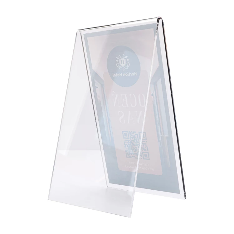 Stojak informacyjny z kodem QR - transparentny akryl z nadrukiem UV - wym. 100x175mm - ST068