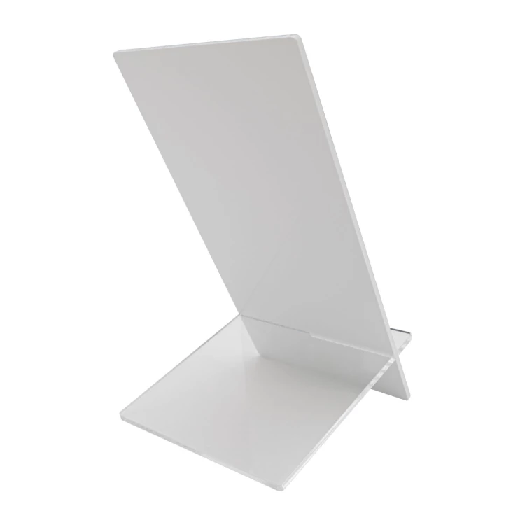 Stojak informacyjny z kodem QR - biały akryl z nadrukiem UV - wym. 90x175mm - ST070