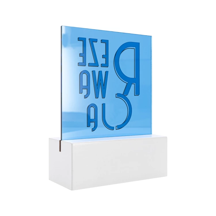 Stojak rezerwacja do restauracji - niebieski akryl - wym. 102x140mm - ST078