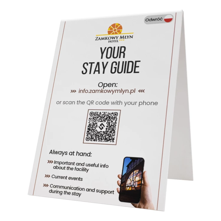 Stojak informacyjny z dwustronnym nadrukiem UV (format A5 lub A4) - ST083