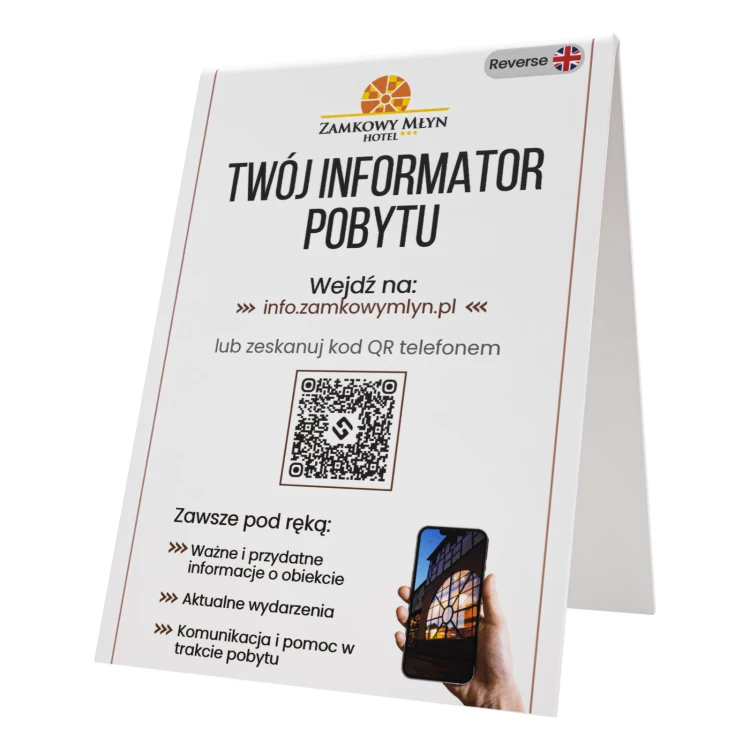 Stojak informacyjny z dwustronnym nadrukiem UV (format A5 lub A4) - ST083