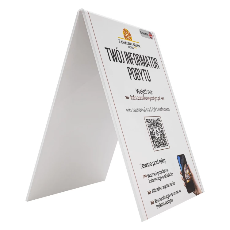 Stojak informacyjny z dwustronnym nadrukiem UV (format A5 lub A4) - ST083