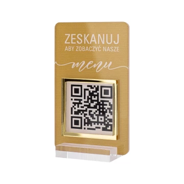Stojak Menu z kodem QR - akryl transparentny z nadrukiem UV - wym. 55x95mm - ST058