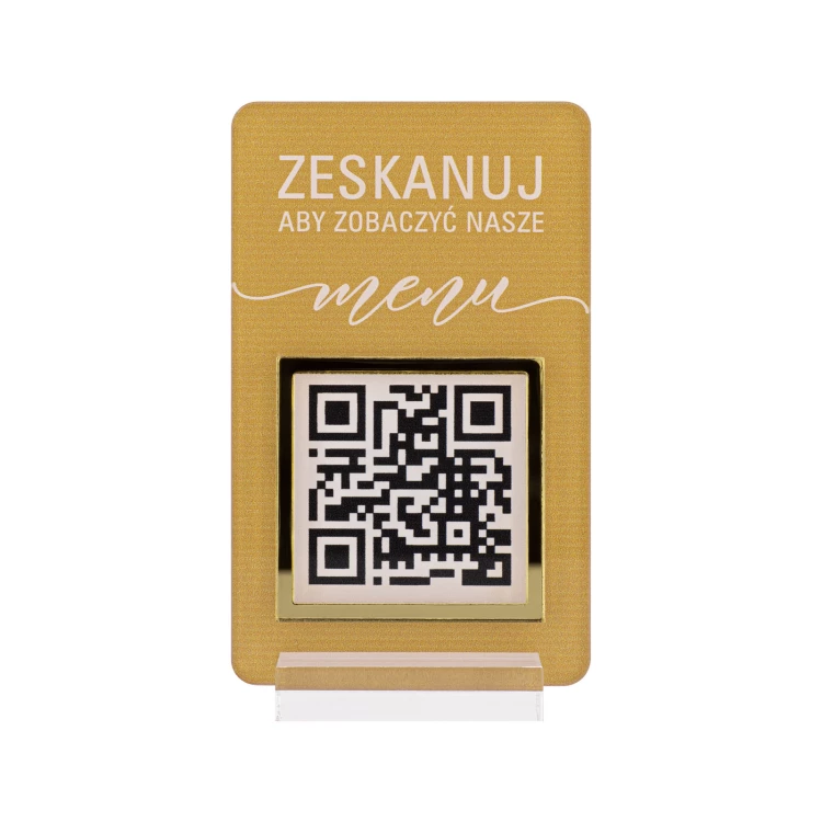 Stojak Menu z kodem QR - akryl transparentny z nadrukiem UV - wym. 55x95mm - ST058