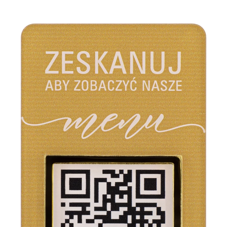 Stojak Menu z kodem QR - akryl transparentny z nadrukiem UV - wym. 55x95mm - ST058