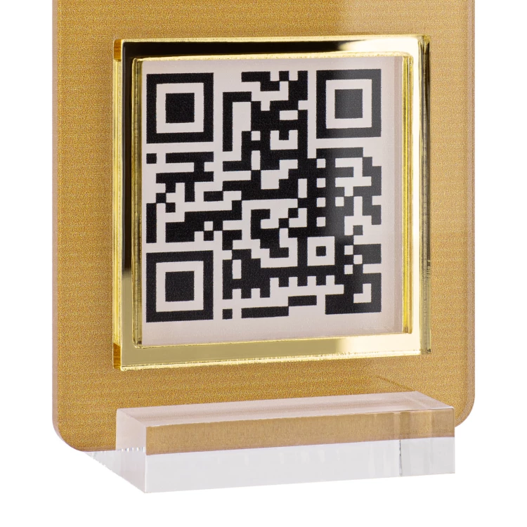 Stojak Menu z kodem QR - akryl transparentny z nadrukiem UV - wym. 55x95mm - ST058