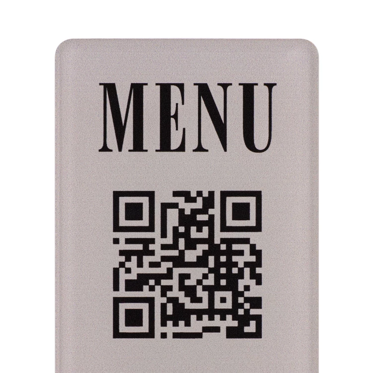 Stojak Menu z kodem QR - akryl transparentny z nadrukiem UV - wym. 55x95mm - ST063