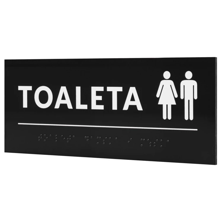 Tabliczka z pismem Braille'a - toaleta - twarde PCW - wym. 200x80 mm - TAB670