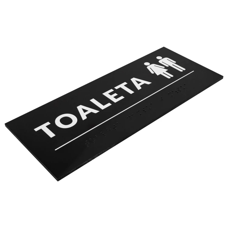 Tabliczka z pismem Braille'a - toaleta - twarde PCW - wym. 200x80 mm - TAB670