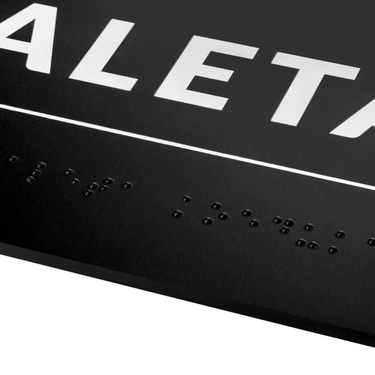 Tabliczka z pismem Braille'a - toaleta - twarde PCW - wym. 200x80 mm - TAB670