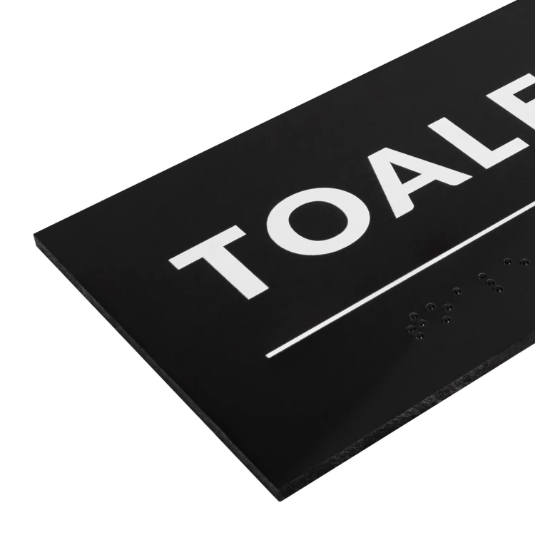 Tabliczka z pismem Braille'a - toaleta - twarde PCW - wym. 200x80 mm - TAB670