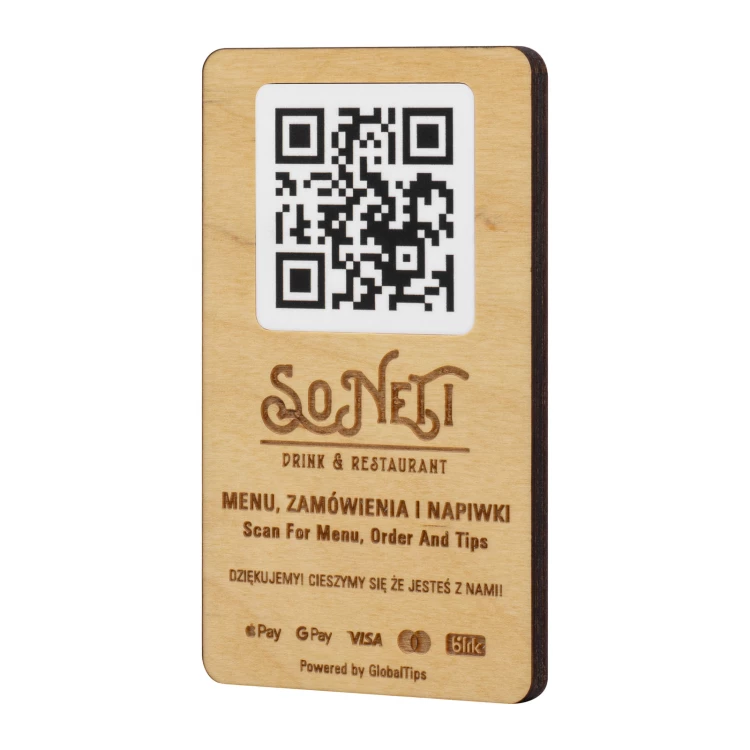 Tabliczka/Menu z wymiennym kodem QR i logo firmy - wym. 120x70 mm - TAB682
