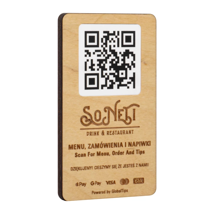 Tabliczka/Menu z wymiennym kodem QR i logo firmy - wym. 120x70 mm - TAB682