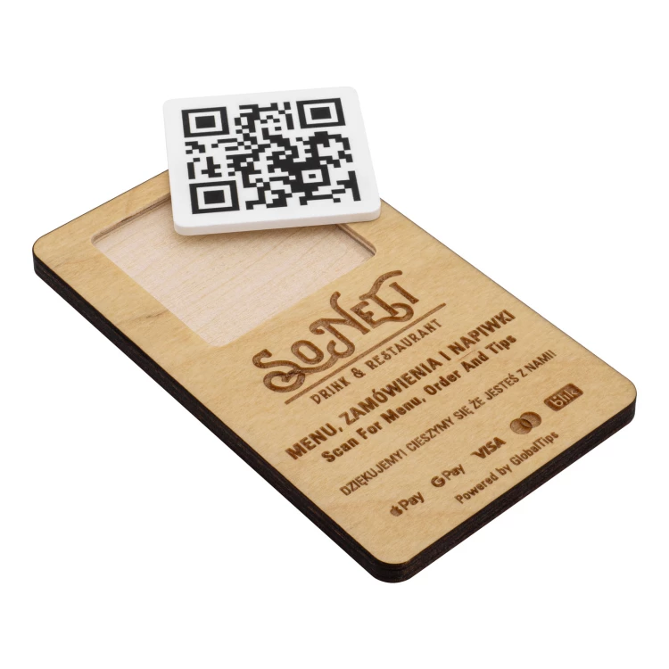 Tabliczka/Menu z wymiennym kodem QR i logo firmy - wym. 120x70 mm - TAB682