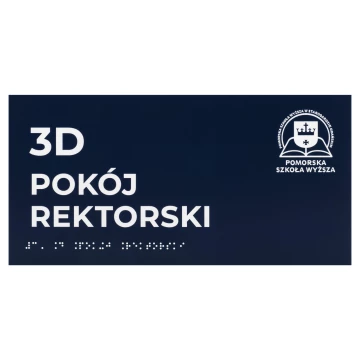 Granatowa tabliczka na drzwi z pismem Braille'a dla niewidomych - wym. 300x150mm - TAB700