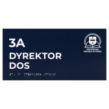 Granatowa tabliczka na drzwi z pismem Braille'a dla niewidomych - wym. 300x150mm - TAB702